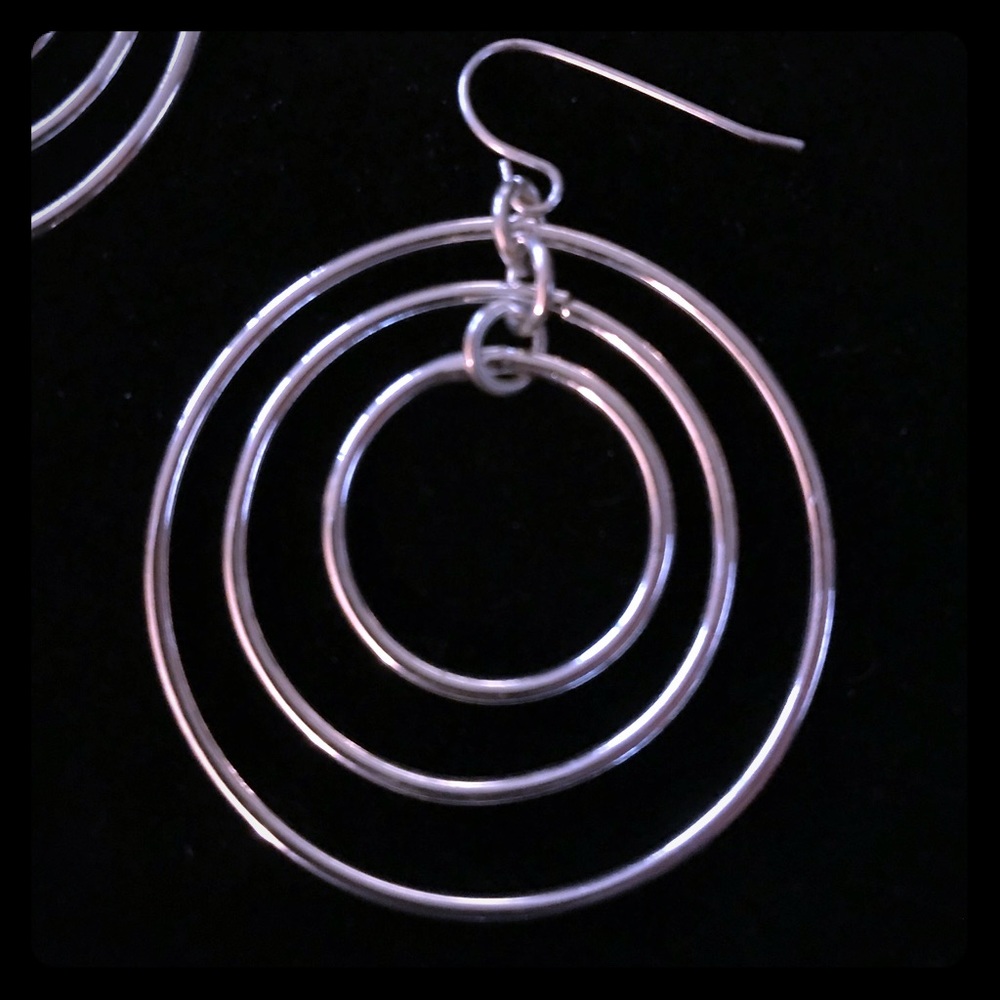 Silver Triple Floating Hoop Earrings